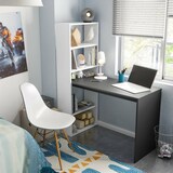 thumbnail of Dmora Schreibtisch Denton, Wendeschreibtisch mit Bücherregal mit 5 Böden, Studier- oder Bürotisch für PC-Buchhalter, 120x53h144 cm, Weiß und Anthrazit