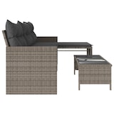 thumbnail of vidaXL Gartensofa in L-Form mit Tisch und Kissen Grau Poly Rattan