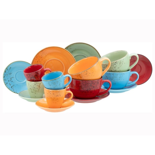CreaTable Nature Collection Mediterran Tassen Set 16-tlg Steinzeug