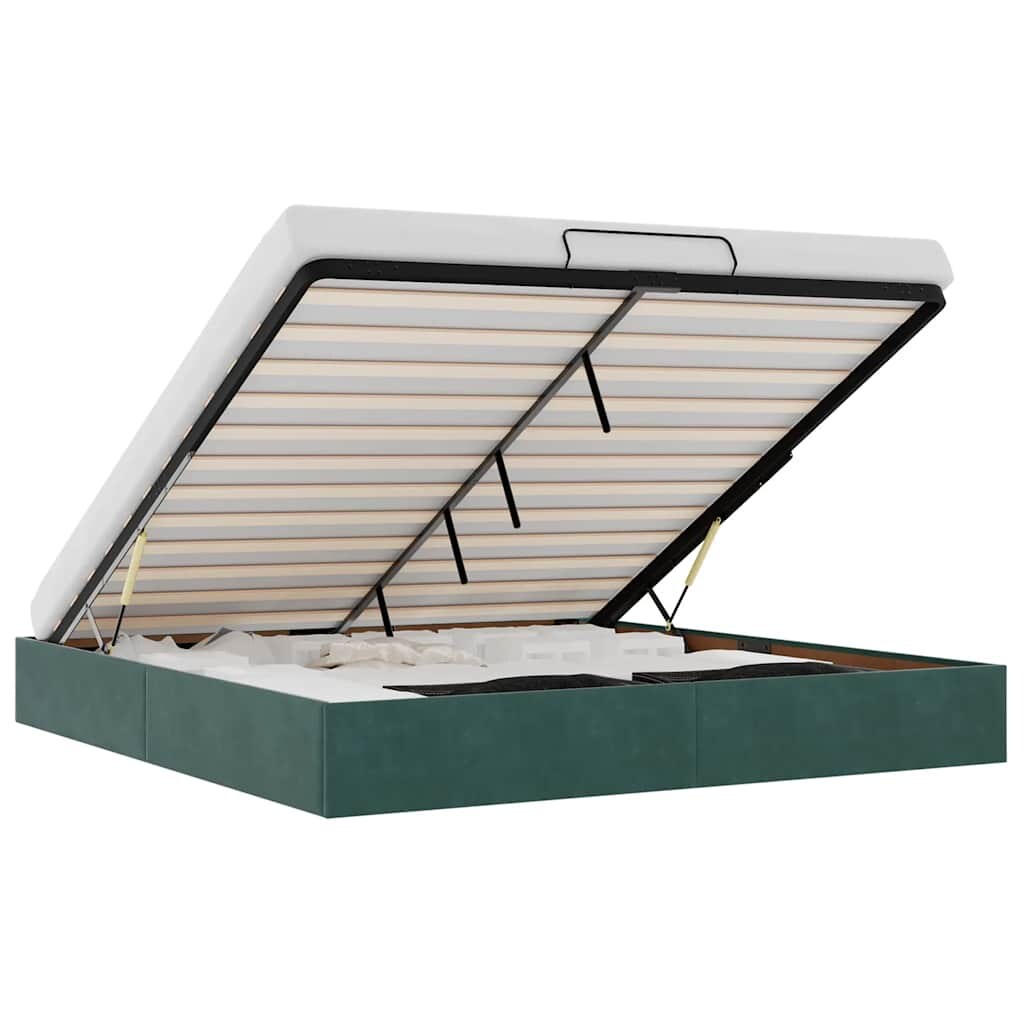 vidaXL Ottoman-Bett ohne Matratze Dunkelgrün 180x200 cm Samt