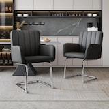 thumbnail of Esszimmerstühle 2er-Set Kunstleder Schwarz mit Metallbeinen, ergonomisch