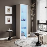 thumbnail of Merax Weiße Hochglanz-Vitrine mit LED-Beleuchtung, 3 Glasböden, 55*38*166 cm, Vitrinen, Standvitrinen, Hochschränke, Lagerschränke