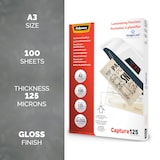 thumbnail of Fellowes fogli plastificatrice A3 Capture125- ImageLast™, buste per plastificatrice formato A3, 125 Micron, confezione da 100 pouches per plastificare