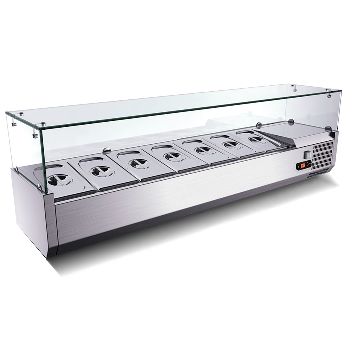 Skyrainbow Koelvitrine GN 1/4, 200 x 34, glazen opzetstuk