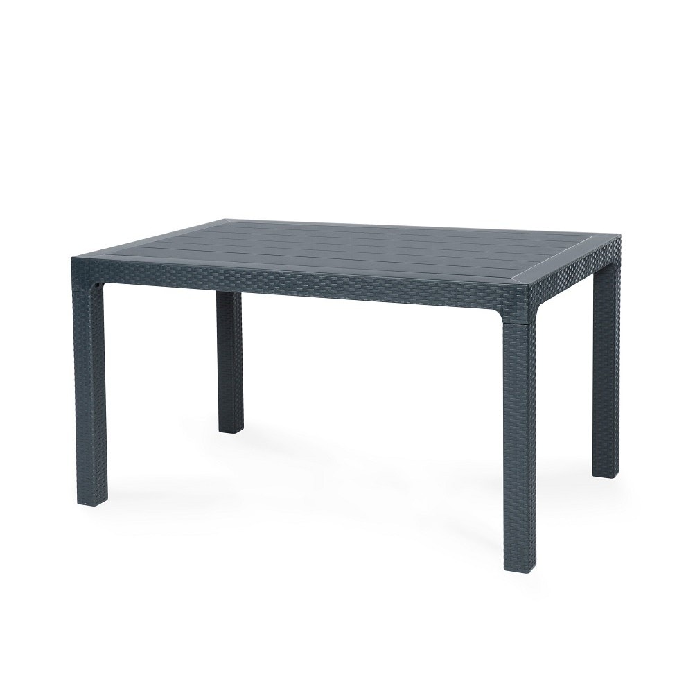 MF - Mesa de Exterior Modelo TROPICAL Antracita - Fabricada en Ratán y Polipropileno 150x90 cm