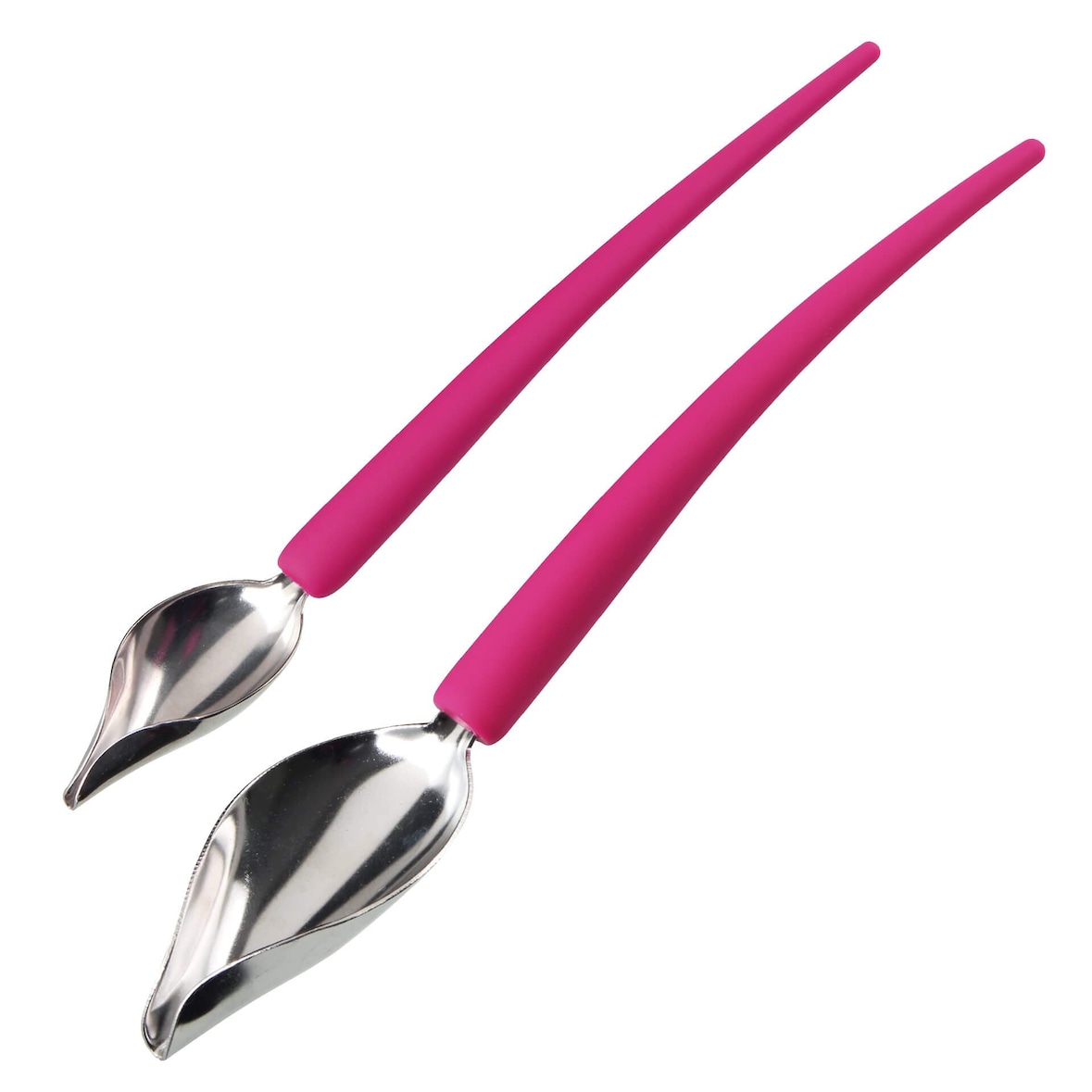 Fmprofessional Cucchiaio per decorare, set da 2 pezzi, acciaio inox e silicone, lavabile in lavastoviglie, 22 cm e 19 cm