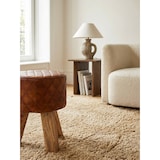 thumbnail of Sitzhocker Echtleder / Massivholz 35x46x35 cm Modern Fußhocker Rund, Turnbock Lederhocker Braun, Kleiner Hocker Gepolstert, Holzhocker mit