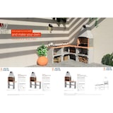 thumbnail of MF - Barbecue New Iberia Plus XL van steen voor hout en houtskool, 1 zijtafel, Grijs/Oranje, 128x47x190 cm, REF: M00196 - Buitenkeuken