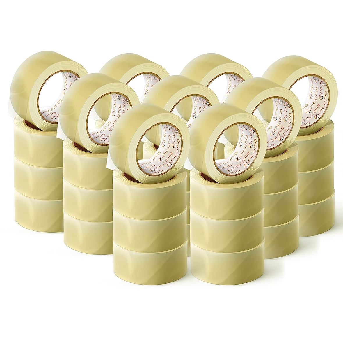 Cinta Adhesiva de Embalar Transparente para Embalaje de Cajas de Cartón de Envíos y Mudanzas. Ofituria (48 cms x 120 mts - Transparente, 36 Rollos)