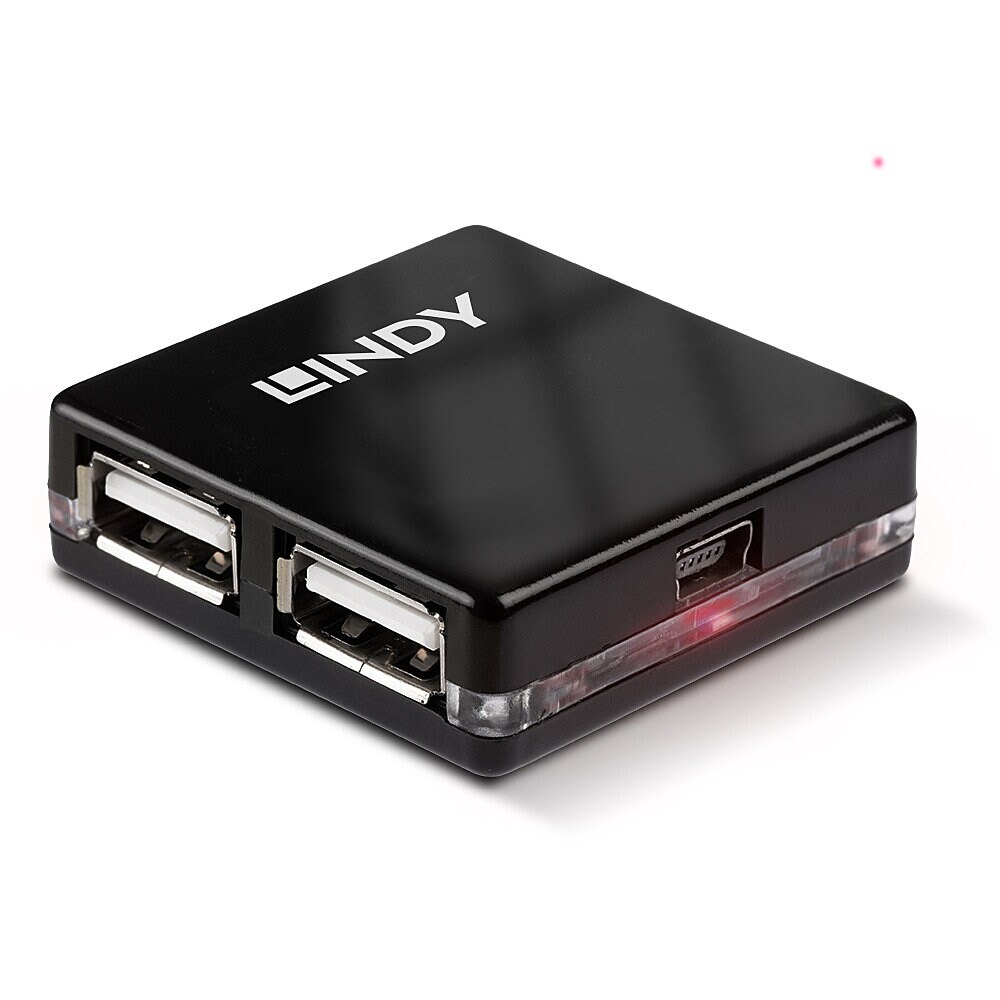 Lindy 42742 USB-HUB 2.0 Mini Hub 4 Port, 4x4cm  Bus powered only