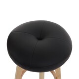 thumbnail of Barkruk Navan, barkruk counter stool, hout imitatieleer draaibaar ~ zwart, lichtgekleurde poten