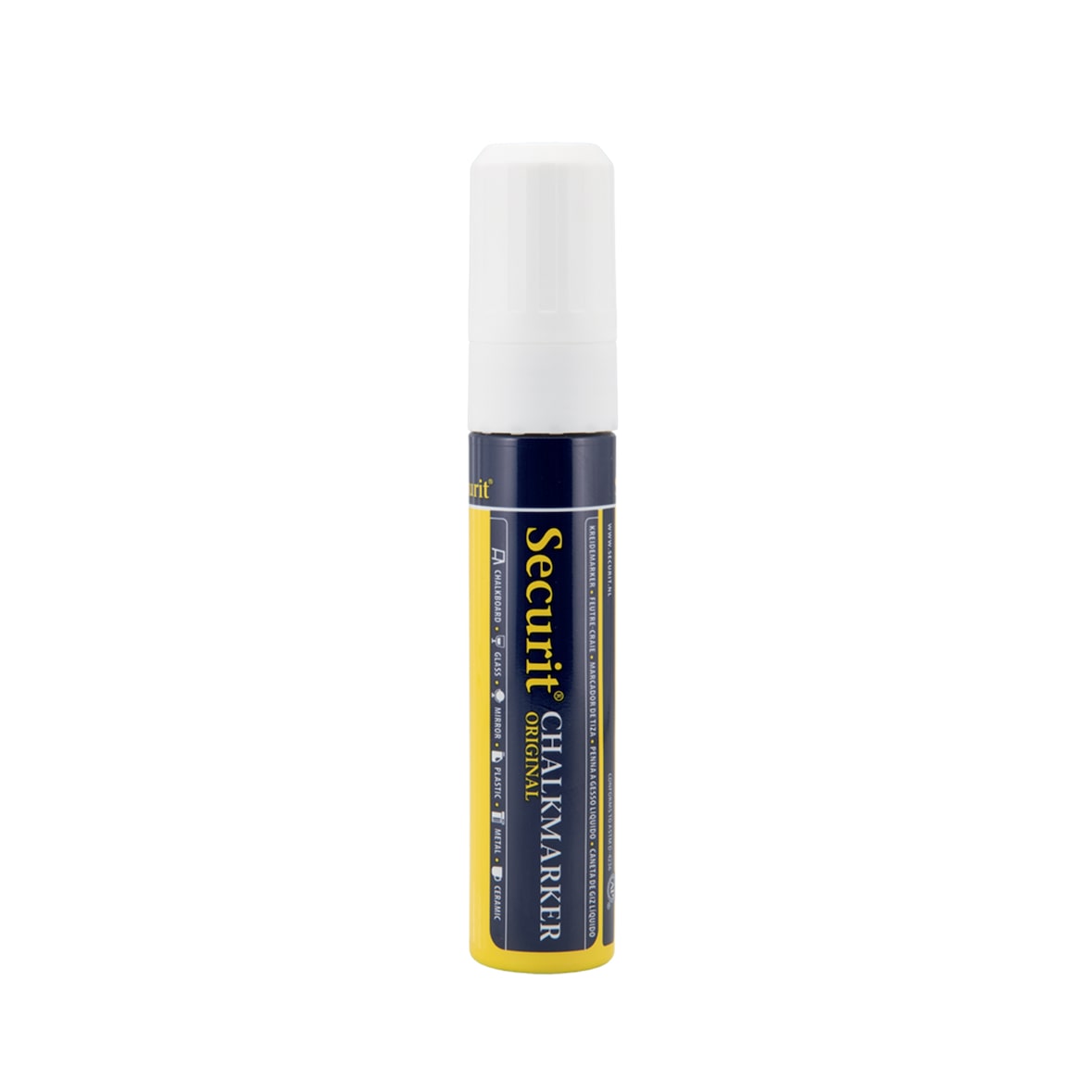 Securit® Rotulador de tiza líquida - Blanco - Punta rectangular 7-15mm