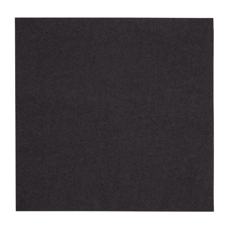 Servetten Snacking 2 Plis Pliage 1/4 Recyclebaar 330 mm Noires - Lot de 2000 - Fiesta. Fiesta