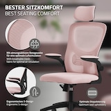 thumbnail of ML-Design Bürostuhl ergonomisch Rosa, Mesh, Kopfstütze, Armlehnen, Lendenstütze, Wippfunktion, Drehstuhl mit Rollen, Computerstuhl Chefsessel