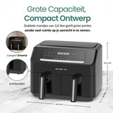 thumbnail of Emerio Doppel-Heißluftfritteuse 2600 W – 2×3,6 L Dual-Zone-Funktion – digitales Display – Timer – Sync-Funktion – AF-130376.1 - Airfryer