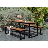 thumbnail of METRO PROFESSIONAL Bierzeltgarnitur 3-tlg. Lynx, Alu/Eukalyptus, 1 Biertisch 161 x 70 cm, 2 Bierbänke 147 x 30 cm, schwarz