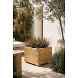 thumbnail of Jardinera cuadrada de madera de pino tratada exterior con malla geotextil 55x55x39 cm 72 L