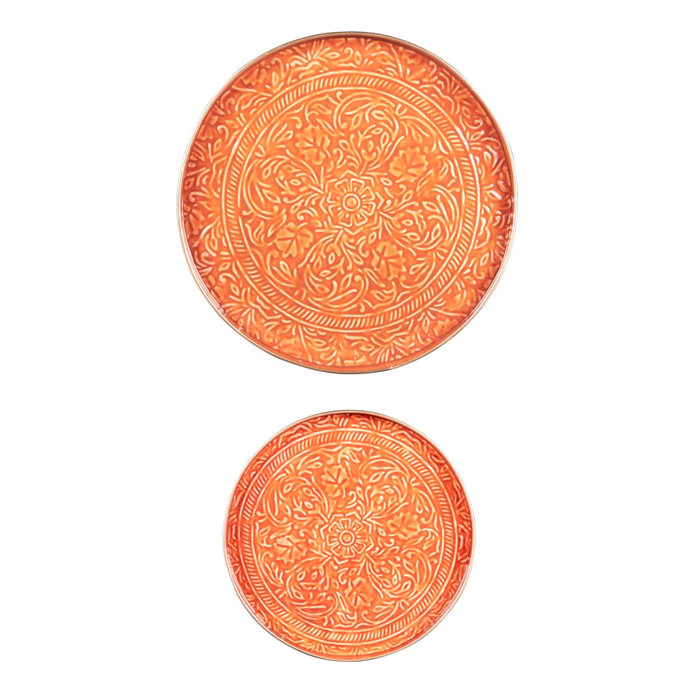 Set de 2 plateaux ronds Tosca orange -  Rond Métal Table Passion 41.00x41.00 cm