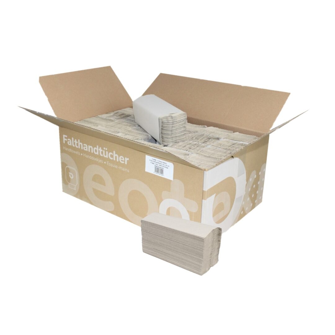 Papierhandtücher Huchtemeier, C-Falz, 100% Recycling, 1-lagig, 3648 Tücher im Karton, 24,5x32 cm