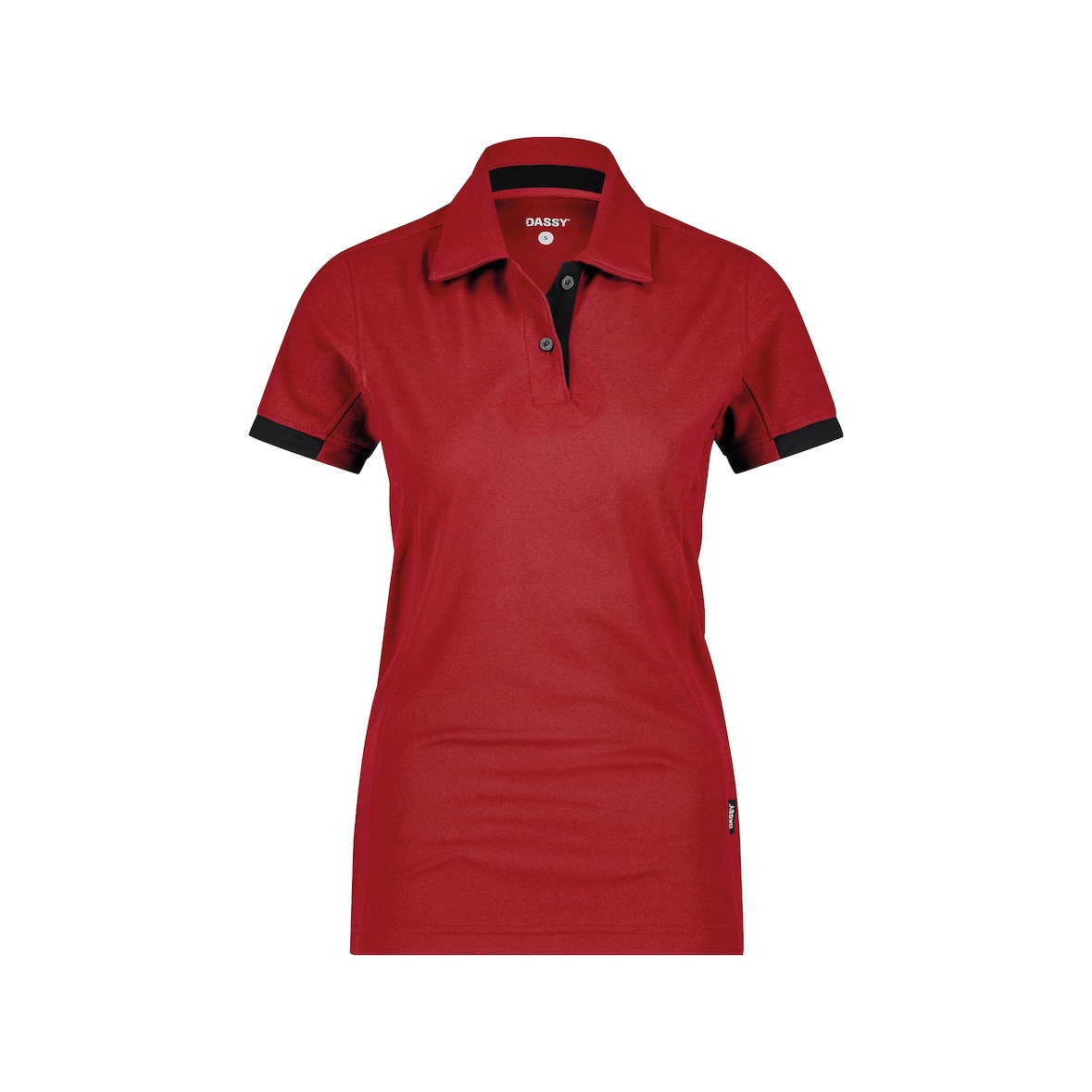 DASSY® Traxion Next Women Damen-Poloshirt, D-FX Flex, tailliert, UV-Schutz UPF 50+, Mesheinsätze, Art. 710085 rot/schwarz XS