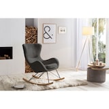 thumbnail of SalesFever Schaukelstuhl | Bezug Teddyfell | Kufen Massiv-Holz | Gestell Metall schwarz | B 75 x T 102 x H 106 cm | grau