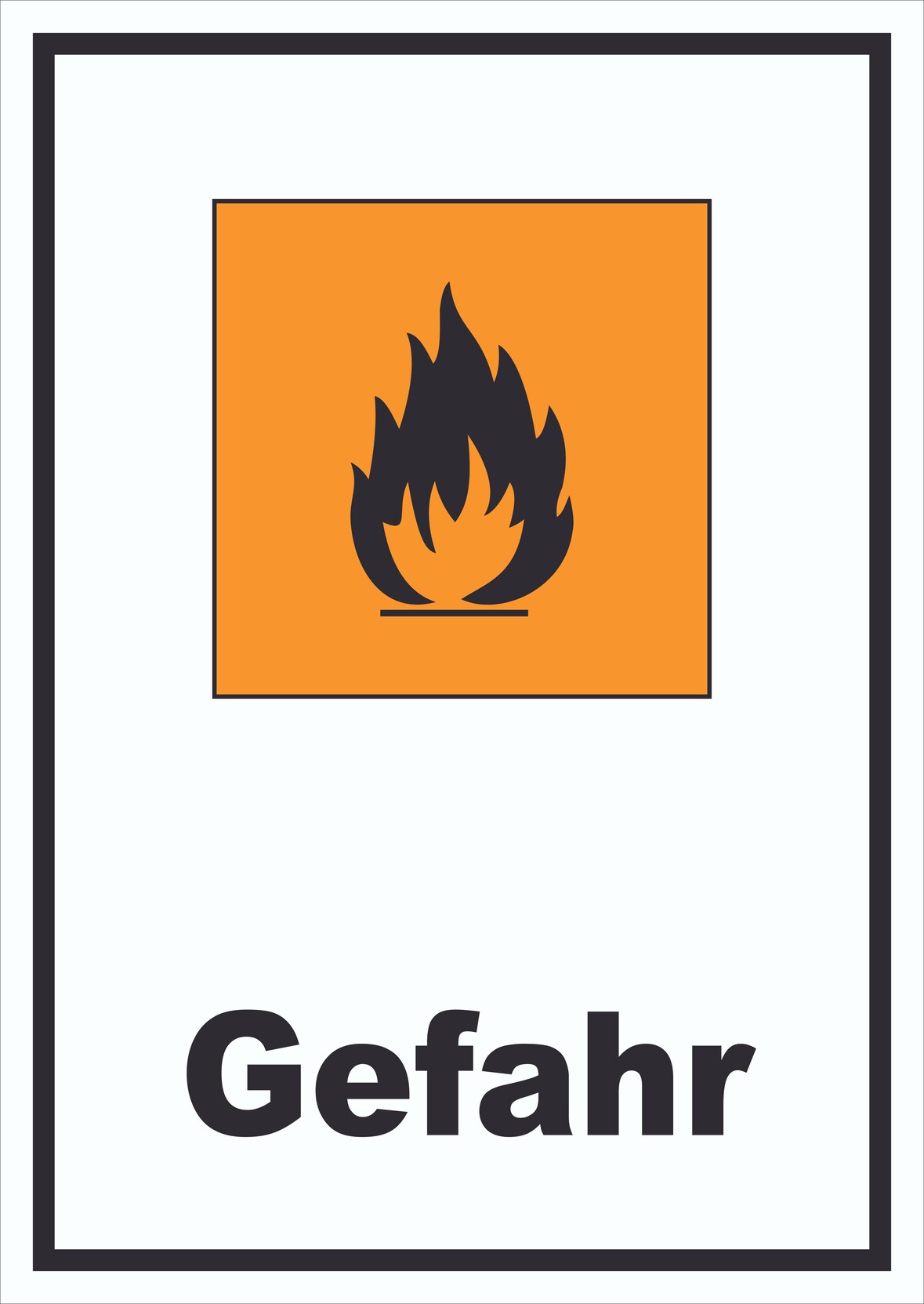 Schild Gefahrensymbol Entzündbar Gefahr Brand Flamme hochkant A1 (594x841mm)