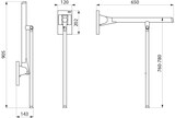 thumbnail of Delabie Stützklappgriff Be-Line mit Fuß D42 L.650 Alu matt schwarz
