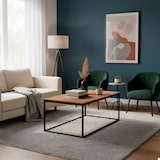 thumbnail of Max Home Mesa de centro em metal e madeira clara 90x48x40 cm