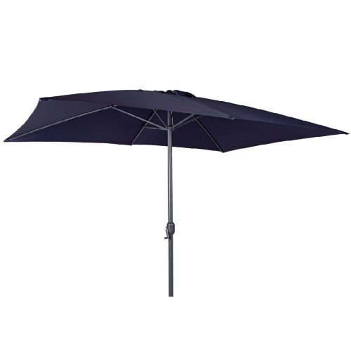 Alu Sonnenschirm 300x200 cm UV30+ rechteckig Kurbelschirm Gartenschirm blau : Blau