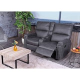 thumbnail of 2er Kinosessel HWC-K17, Relaxsessel Fernsehsessel Sofa, Nosagfederung Getränkehalter Fach ~ Stoff/Textil dunkelgrau