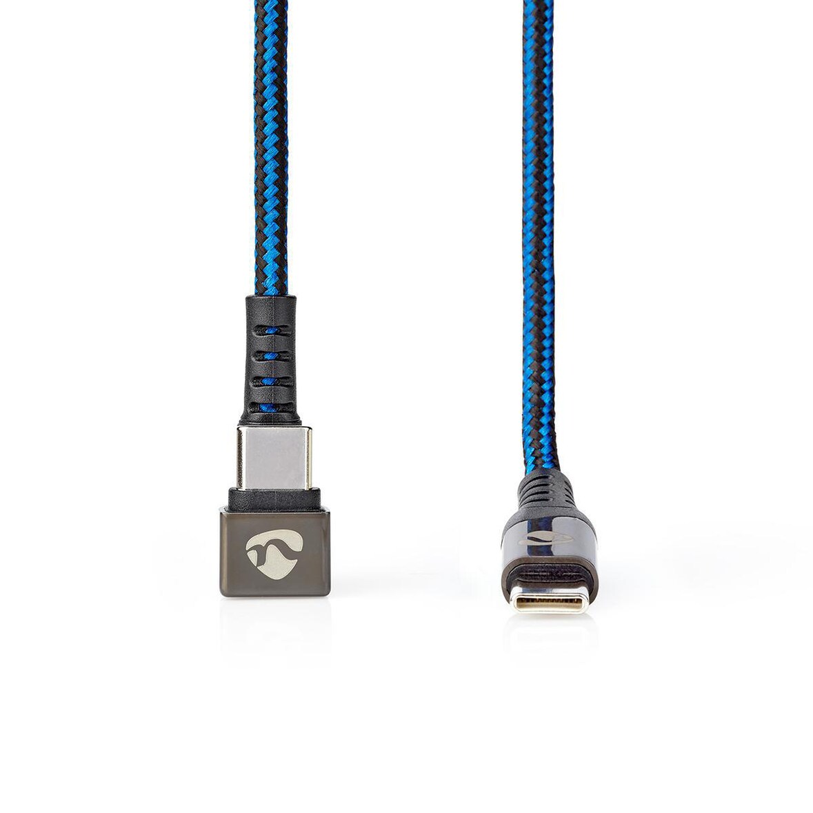 USB Cable - USB 2.0 - USB-C Male - USB-C Male - 480 Mbps - Gold Plated - 1.00 m - Round - Braided / Nylon - Black / Blue - Cover Window Box