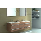 thumbnail of Badmöbel Set in holz-dunkel Bad-Set Waschtisch Waschbecken mit Unterschrank Hängeschrank SMC Becken Doppelwaschtisch zwei Personen Waschtisch Jet-Line