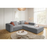 thumbnail of KAWOLA Sofa CARMO Ecksofa Stoff grau mit Hocker Recamiere rechts