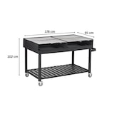 thumbnail of METRO PROFESSIONAL Barbecue a carbonella con ruote, 178 x 91 x 102 cm, coperchio di protezione e vano portaoggetti, acciaio/acciaio inox, nero