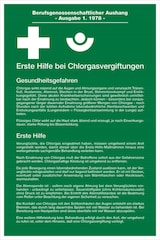 thumbnail of Aushang, Erste Hilfe bei Chlorgasvergiftungen - 200x300x0.45 mm Aluminium geprägt