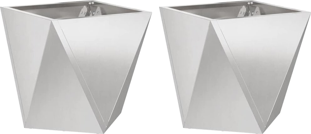 vidaXL Pflanzkübel 2 pcs Silber 50 x 50 x 50 cm Edelstahl
