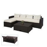 thumbnail of Poly-Rattan Garnitur HWC-J34, Balkon-/Garten-/Lounge-Set Sitzgruppe Sofa, Staufach ~ braun, Kissen creme-beige
