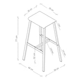 thumbnail of bümö Barhocker 2er Set im Industrial-Design, Barstuhl Asteiche/Rohstahl, Barhocker Holz-Sitz ohne Lehne, Hocker mit Gestell aus Metall belastbar bis