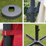 thumbnail of Gastronomie-Ampelschirm HWC-A96, Sonnenschirm, 3x3m (Ø4,24m) Polyester/Alu 23kg ~ Flap, anthrazit mit Ständer