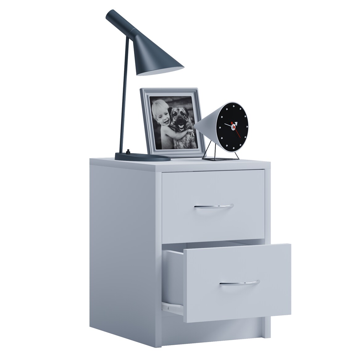 VCM Nachttisch Boxal Weiß H. 40 x B. 35 x T. 35 cm