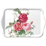 thumbnail of Tablett Melamin 21x13cm mit Rosen Motiv - kleines Serviertablett Frühstückstablett Tischdeko Frühling Sommer Hochzeit Dekotablett romantisch Weiß Rot