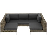 thumbnail of tectake Ensemble modulable en rotin Villanova naturel coin droit - gris anthracite chiné - 404416