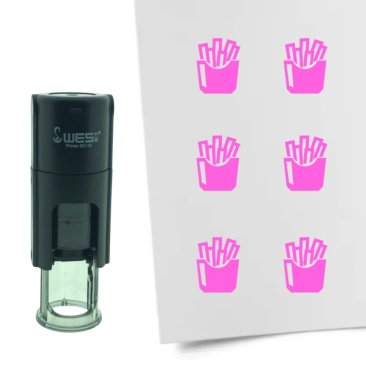 CombiCraft Selbstfärbender Stempel 'Pommes' in der Farbe Pink, Ø10mm