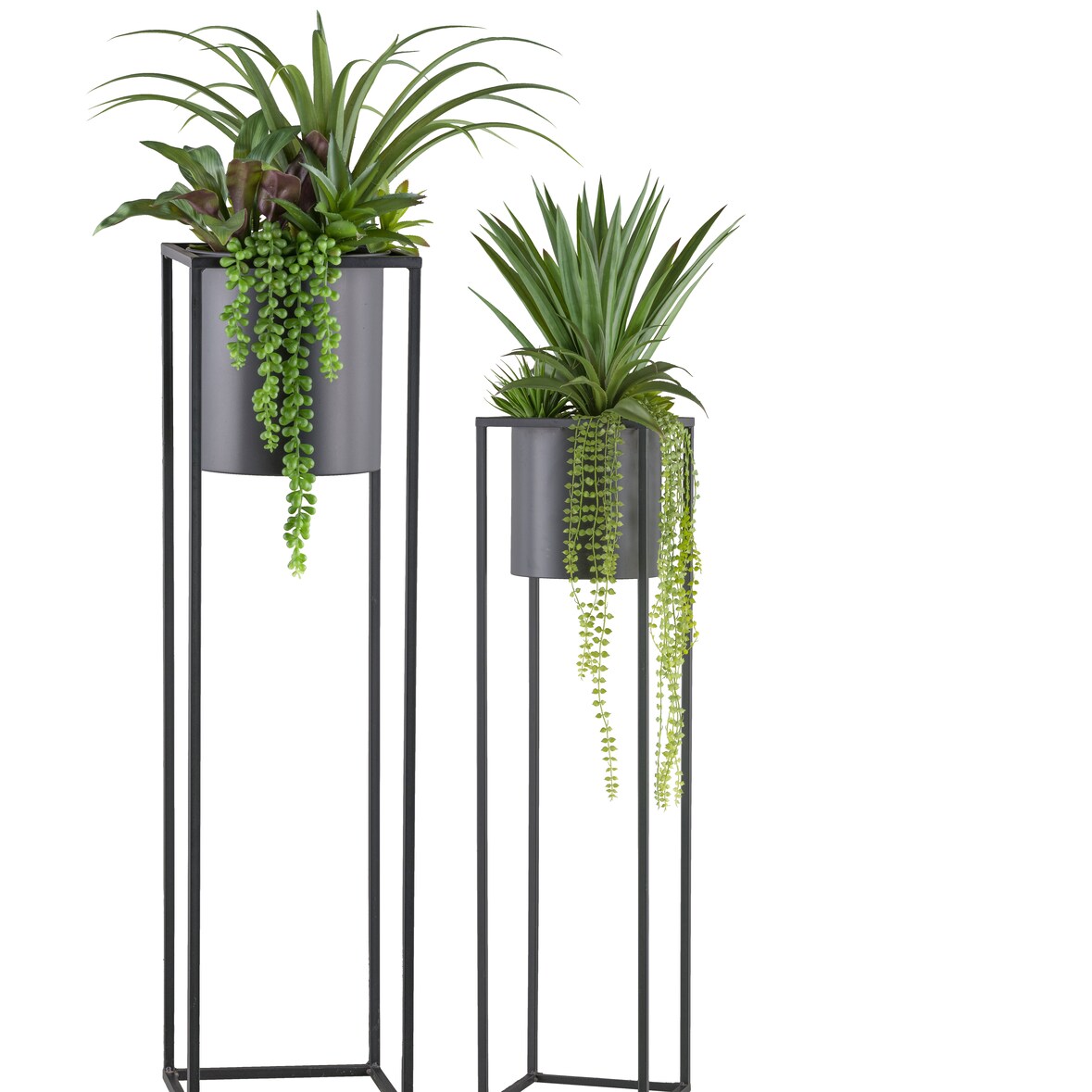 CREATIV green künstliche Pflanze Sukkulentenarrangement, 105/135cm, 2er Set