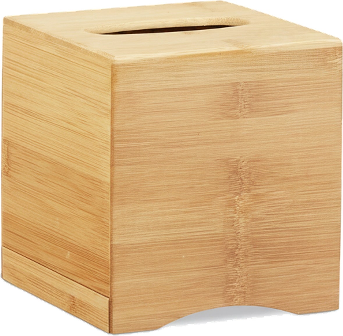 Relaxdays Kosmetiktücherbox quadratisch, Taschentuchbox Holz, Kosmetikbox Bambus, HxBxT: 15,5 x 14,5 x 14,5 cm, natur