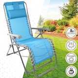 thumbnail of Silla tumbona plegable jardín gravedad cero azul c/cojín Aktive
