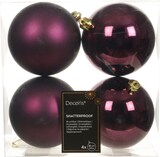 thumbnail of 4 Weihnachtskugeln 10cm Kunststoff klassisch & bruchsicher Christbaumkugeln Weihnachtsbaumkugeln Christbaumschmuck Weihnachtsbaumschmuck Dunkel Mauve