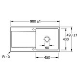 thumbnail of Villeroy&Boch Spülbecken mit Abtropffläche links, Siluet 60 flat Crema 980x490mm, inkl. Ablaufgarnitur mit Handbetätigung