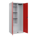 thumbnail of C+P Aufbewahrungs Doppel-Spind Classic PLUS, 2 Abteile, 4 Fachböden, HxBxT 185x80x50cm, Zylinderschloss, Hellgrau/Rot von PROREGAL