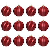 thumbnail of 12 Weihnachtskugeln 8cm Kunststoff Samt Streifen geriffelt Christbaumkugeln rot